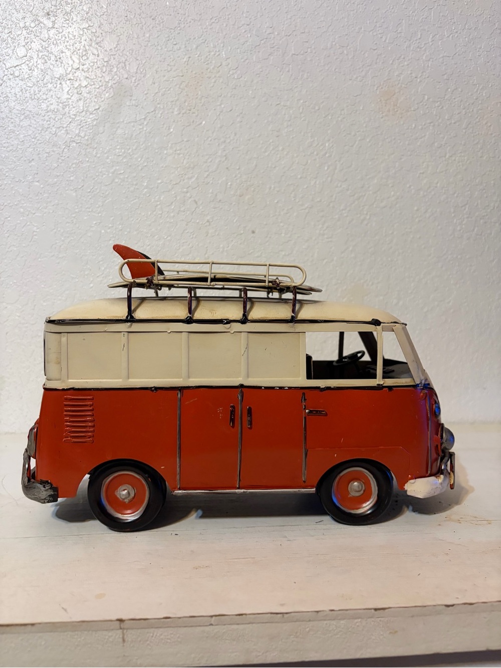 Red and Cream Retro Camper Van Home Art Sculpture